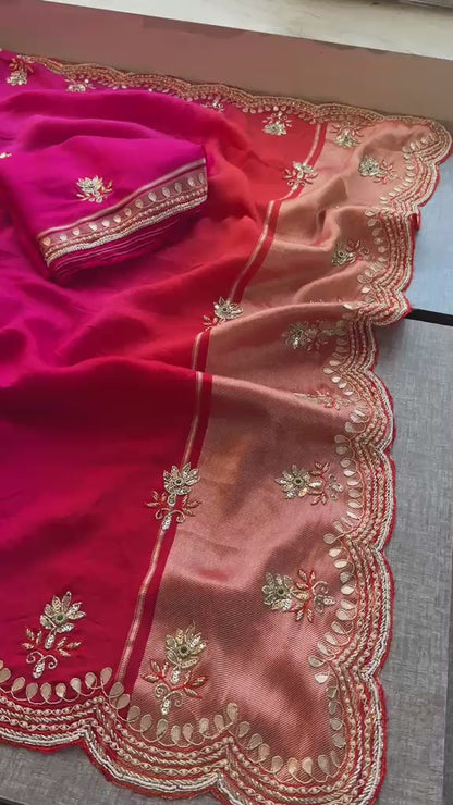 Zardozi Gotta Patti And Kutdana On Munga Silk Lakdi Patta · 52 Artisan Hours of work · The Sunehri Edit