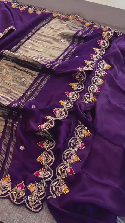 Zardozi Gotta Patti And Pearl On Gajji Silk Lakdi Patta · 52 Artisan Hours of work · The Nazakat Edit