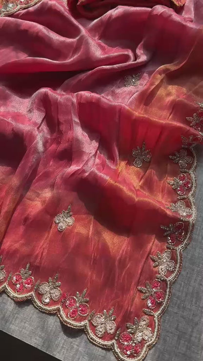 Kutdana Pearl And Sequins On Munga Silk Jacquard · 40 Artisan Hours of work · The Shringar Edit
