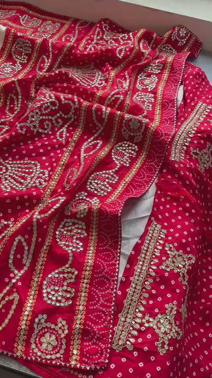 Gotta Patti On Munga Silk Digital Print · 24 Artisan Hours of work · The Mehfil Edit