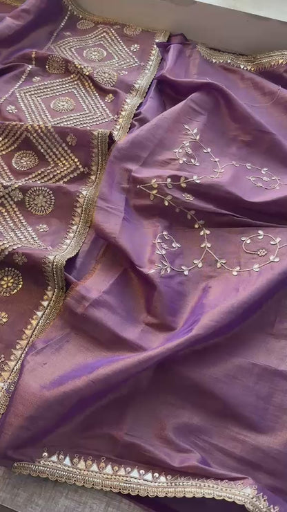 Gotta Patti Pearl And Zardozi On Cosmo Munga Silk · 54 Artisan Hours of work · The Gulnaar Edit