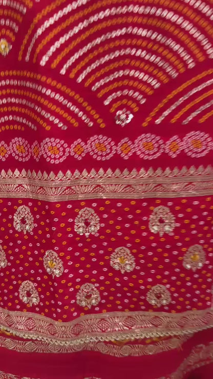 Pearl Gotta Patti And Zardozi On Munga Silk Banarasi Bandhani · 44 Artisan Hours of work · The Resham Adaa Edit