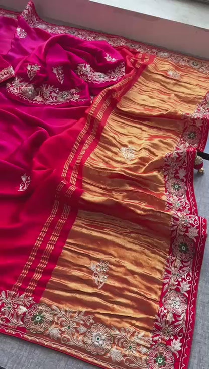 Zardozi And Resham On Gajji Silk Lakdi Patta · 44 Artisan Hours of work · The Shringar Edit