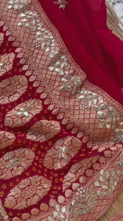 Bridal Royale Pure Khaddi Georgette Dupatta With Heavy Gotta Patti & Dori Handwork