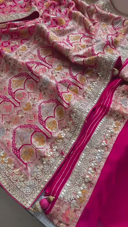 Zardozi And Gotta Patti On Crepe Georgette Banarasi · 56 Artisan Hours of work · The Virasat Edit