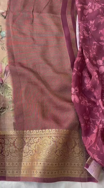 Digital Floral Print On Crepe Silk · 12 Artisan Hours of work · The Nazakat Edit