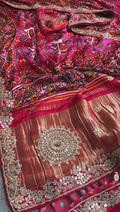 Gotta Patti And Zardozi On Gajji Silk Lakdi Patta Digital Print · 36 Artisan Hours of work · The Zari Edit