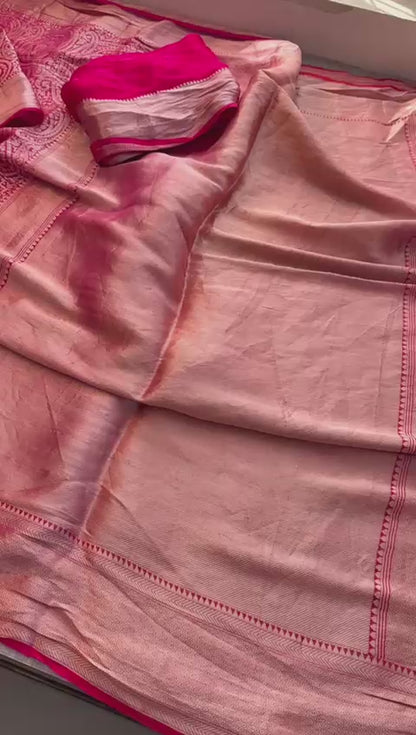 Zari Golden Weaving On Khaddi Georgette Banarasi · 20 Artisan Hours of work · The Zari Edit