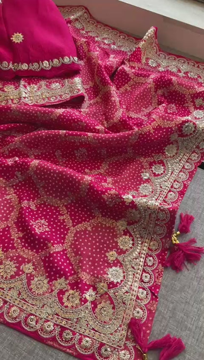 Zari Gotta Patti And Zarkan On Munga Silk Banarasi · 52 Artisan Hours of work · The Mehfil Edit