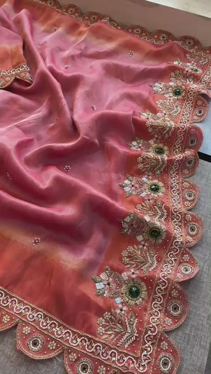 Zardozi And Stone On Tissue Cosmo Munga Silk · 68 Artisan Hours of work · The Shringar Edit