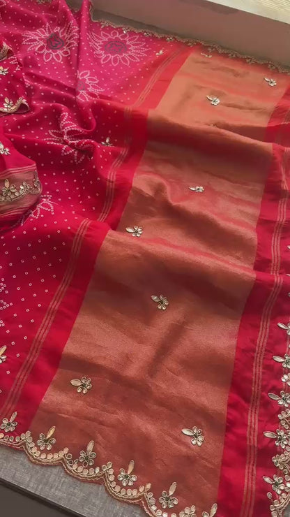 Gotta Patti Zardozi And Kutdana On Bandhej Munga Silk · 52 Artisan Hours of work · The Royal Edit