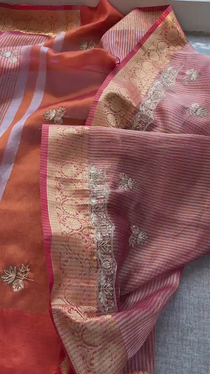 Kutdana Sequins And Resham On Tissue Silk Banarasi · 52 Artisan Hours of work · The Chaandni Edit