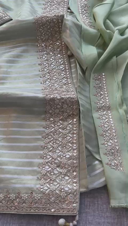 Zardozi Gotta Patti And Pearl On Tissue Silk Banarasi · 60 Artisan Hours of work · The Mehfil Edit