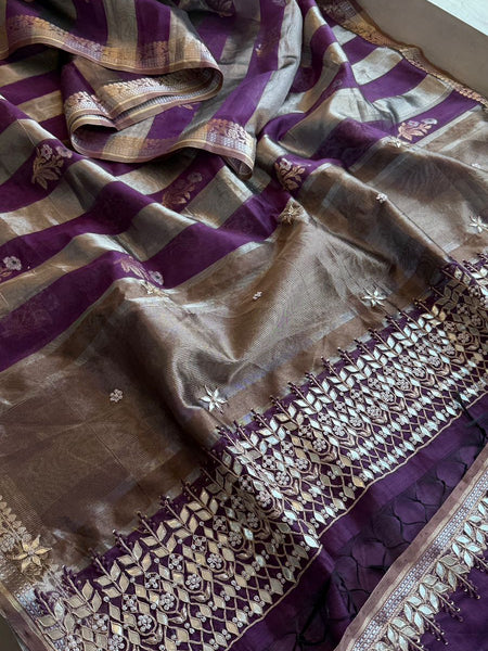 Heritage Elegance Pure Soft Silk Banarasi Saree with Zardozi, Gotapatti & Pearl Work