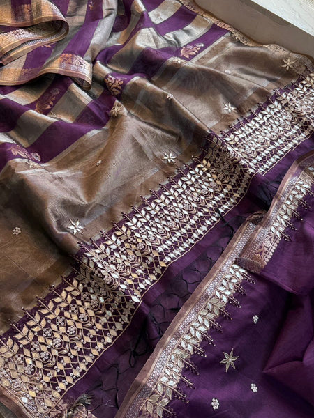 Heritage Elegance Pure Soft Silk Banarasi Saree with Zardozi, Gotapatti & Pearl Work