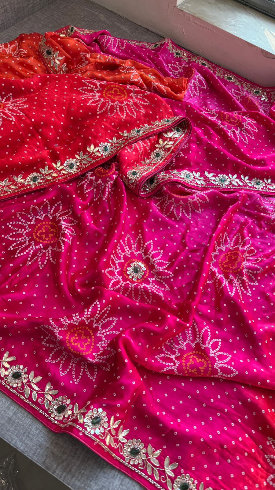 Gotta Patti And Zardozi On Bandhani Gajji Silk · 48 Artisan Hours of work · The Jashn Edit