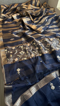 Shaahi Noor Pure Soft Silk Banarasi Saree with Handcrafted Zardozi & Pearl Accents