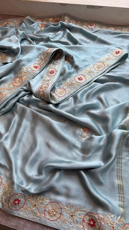 Zardozi And Resham On Gajji Silk Lakdi Patta · 44 Artisan Hours of work · The Shringar Edit