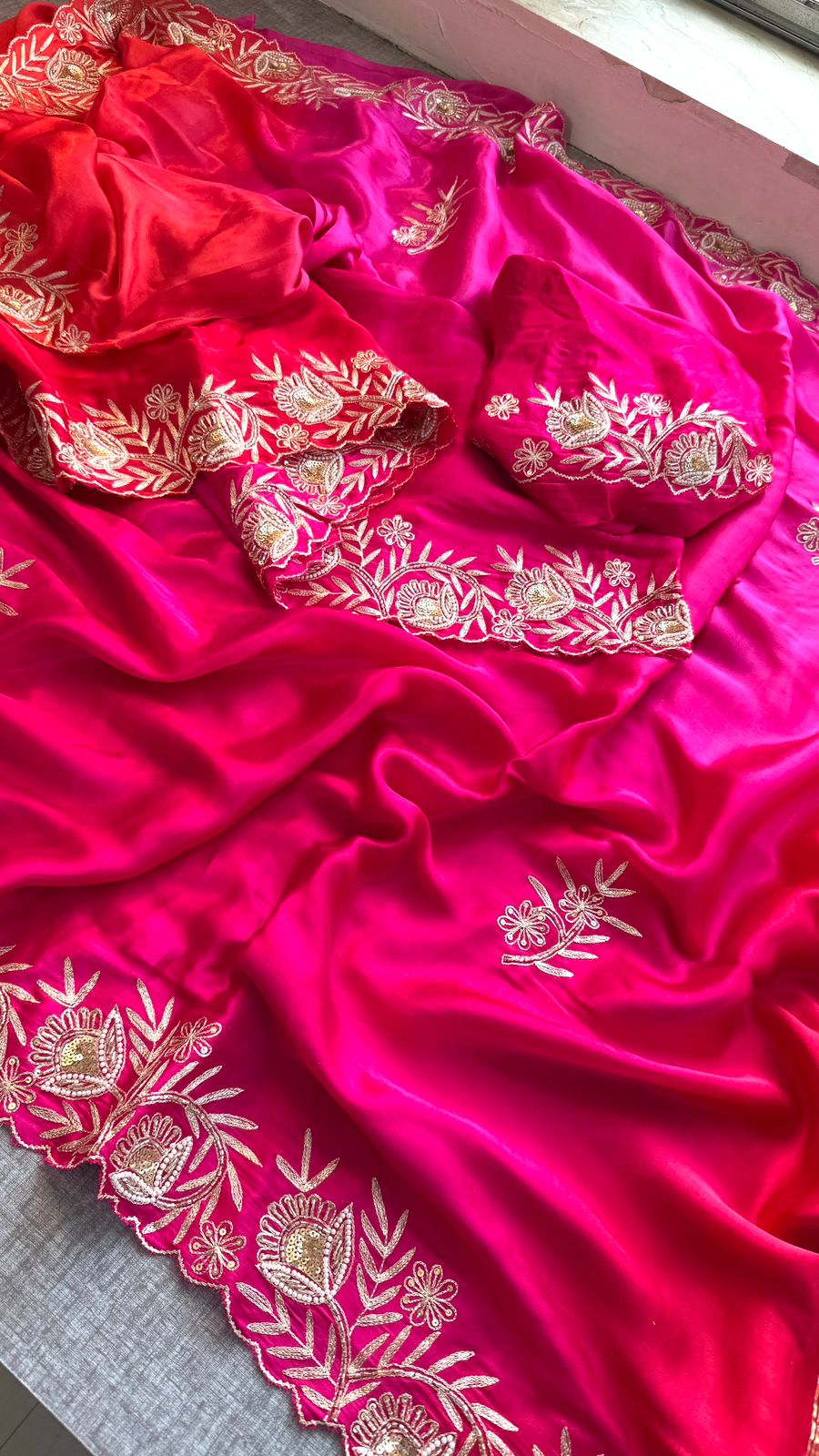 Zardozi And Pearl On Gajji Silk Lakdi Patta · 48 Artisan Hours of work · The Noor Edit