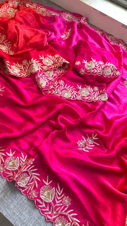 Zardozi And Pearl On Gajji Silk Lakdi Patta · 48 Artisan Hours of work · The Noor Edit