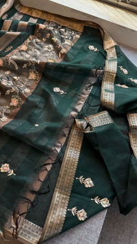 Shaahi Noor Pure Soft Silk Banarasi Saree with Handcrafted Zardozi & Pearl Accents