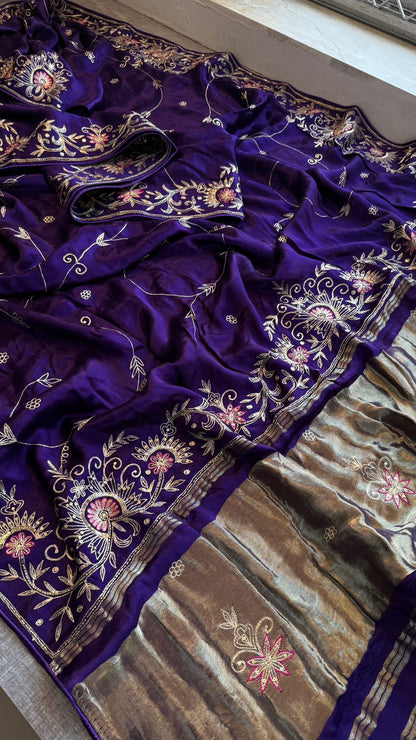 Sequins Resham And Kutdana On Gajji Silk Lakdi Patta · 40 Artisan Hours of work · The Riwaayat Edit