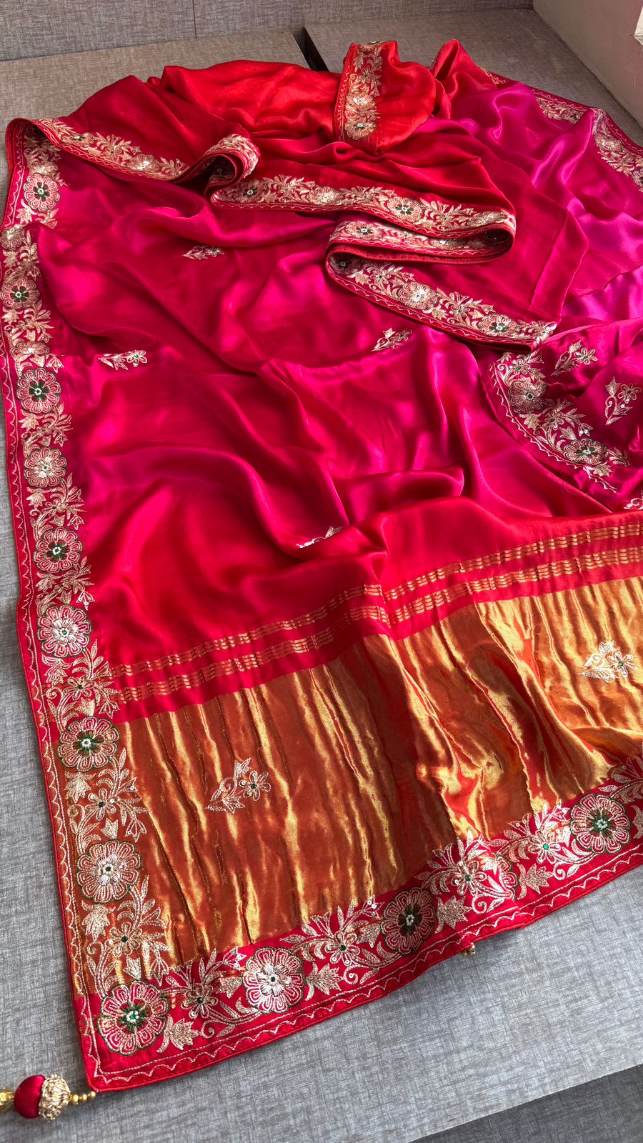 Zardozi And Resham On Gajji Silk Lakdi Patta · 44 Artisan Hours of work · The Shringar Edit