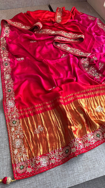 Zardozi And Resham On Gajji Silk Lakdi Patta · 44 Artisan Hours of work · The Shringar Edit