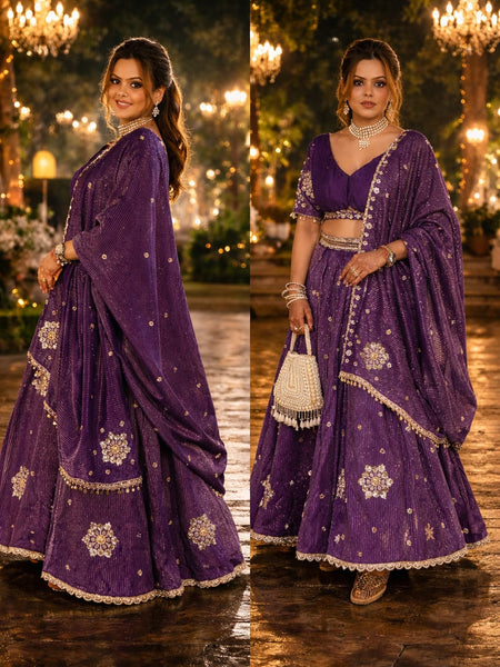 Designer Banarasi Tissue Zari Lehenga with Intricate Handwork