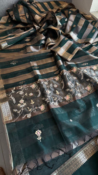 Shaahi Noor Pure Soft Silk Banarasi Saree with Handcrafted Zardozi & Pearl Accents