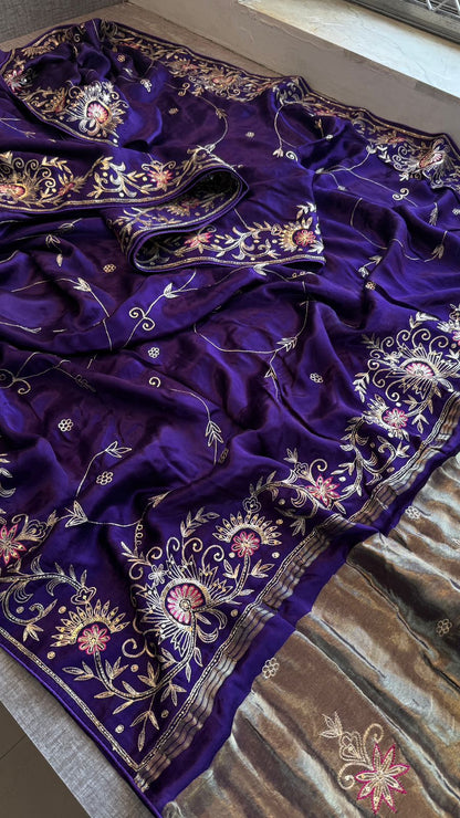 Sequins Resham And Kutdana On Gajji Silk Lakdi Patta · 40 Artisan Hours of work · The Riwaayat Edit