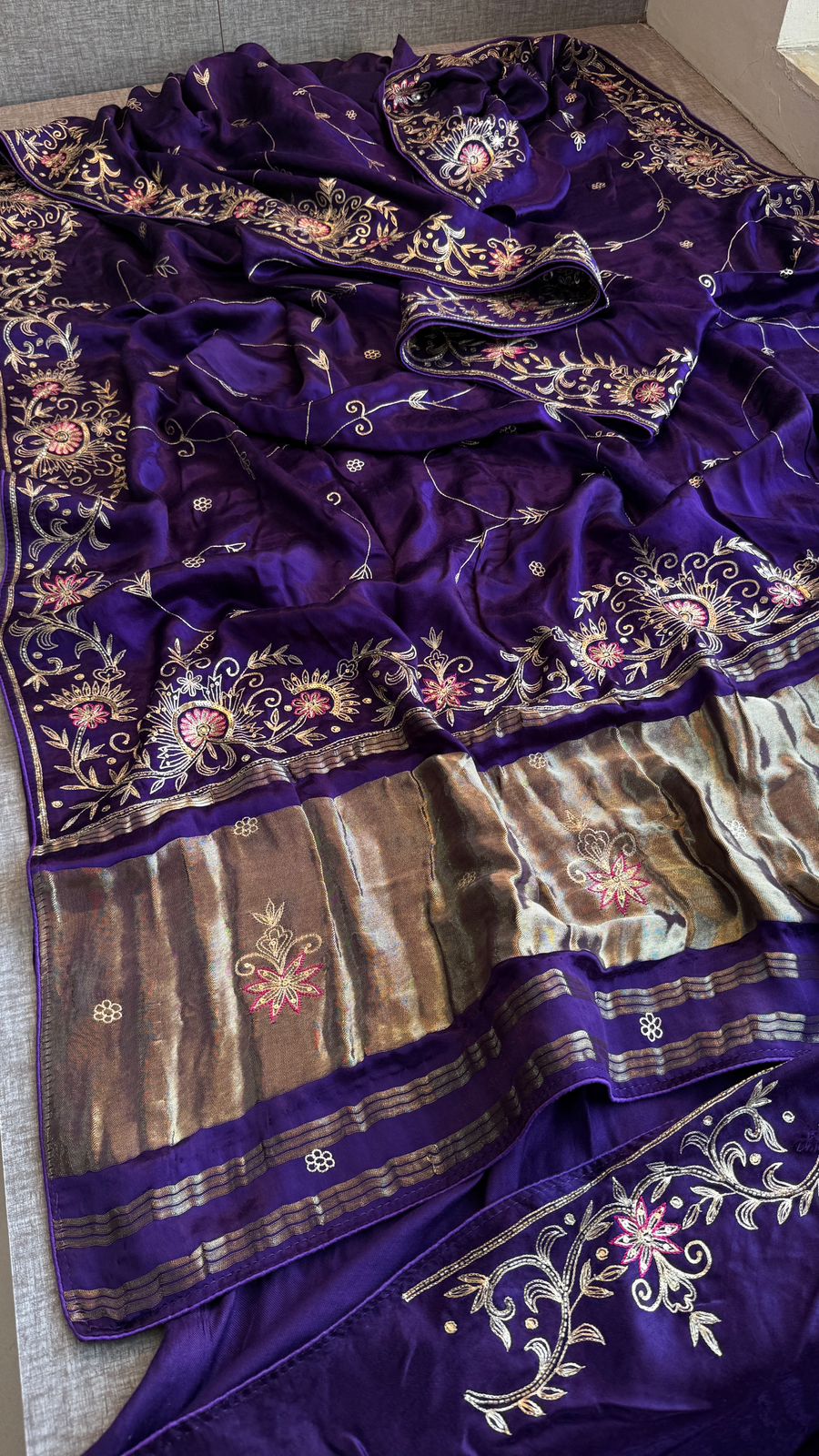 Sequins Resham And Kutdana On Gajji Silk Lakdi Patta · 40 Artisan Hours of work · The Riwaayat Edit