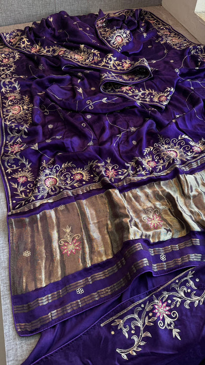 Sequins Resham And Kutdana On Gajji Silk Lakdi Patta · 40 Artisan Hours of work · The Riwaayat Edit