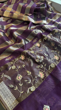 Shaahi Noor Pure Soft Silk Banarasi Saree with Handcrafted Zardozi & Pearl Accents