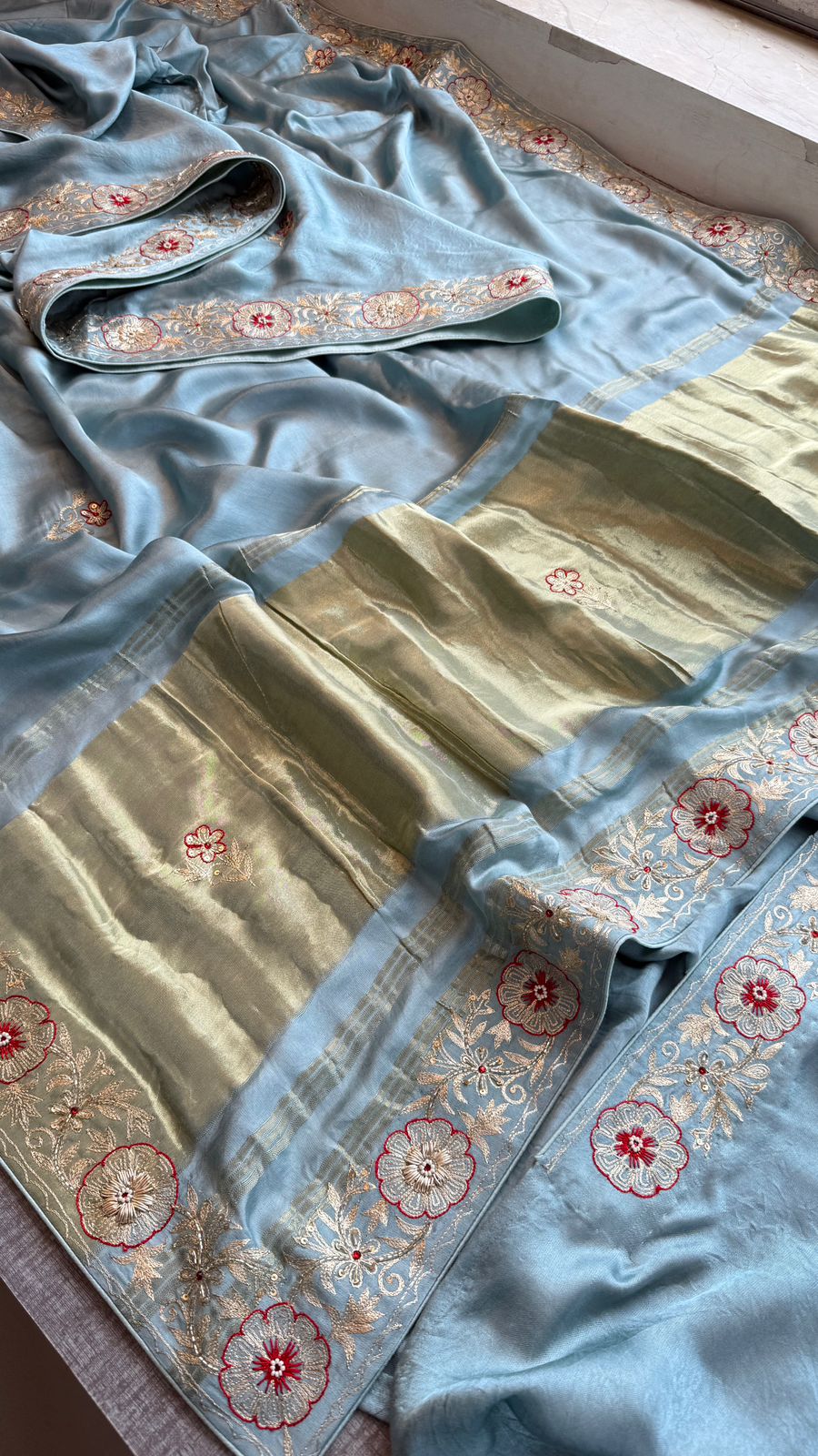 Zardozi And Resham On Gajji Silk Lakdi Patta · 44 Artisan Hours of work · The Shringar Edit