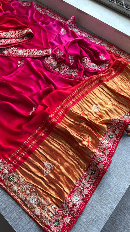 Zardozi And Resham On Gajji Silk Lakdi Patta · 44 Artisan Hours of work · The Shringar Edit