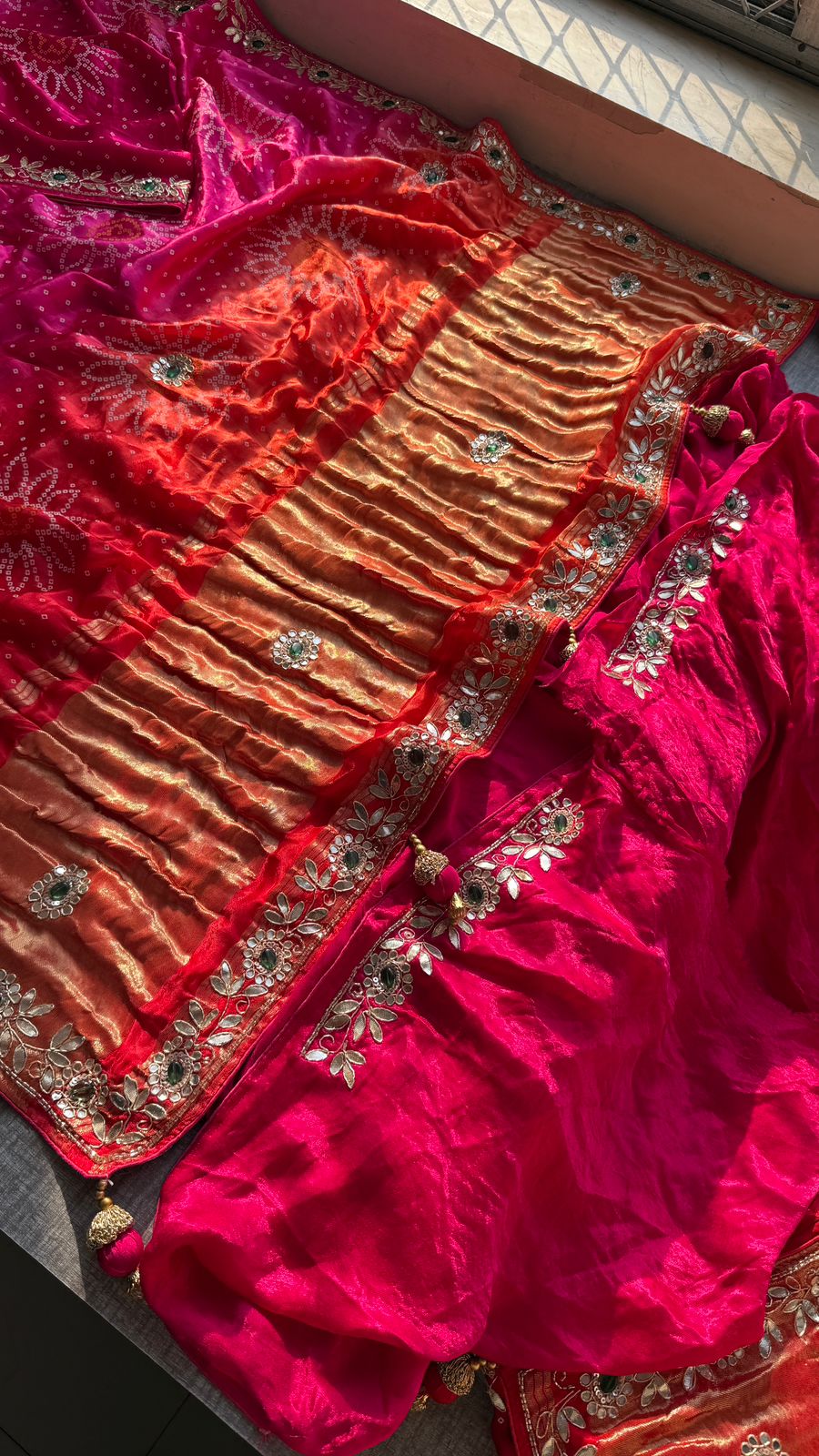 Gotta Patti And Zardozi On Bandhani Gajji Silk · 48 Artisan Hours of work · The Jashn Edit