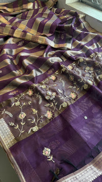 Shaahi Noor Pure Soft Silk Banarasi Saree with Handcrafted Zardozi & Pearl Accents