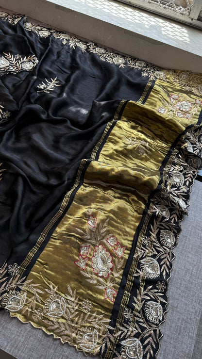 Zardozi And Pearl On Gajji Silk Lakdi Patta · 48 Artisan Hours of work · The Noor Edit