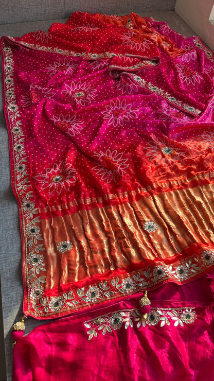 Gotta Patti And Zardozi On Bandhani Gajji Silk · 48 Artisan Hours of work · The Jashn Edit
