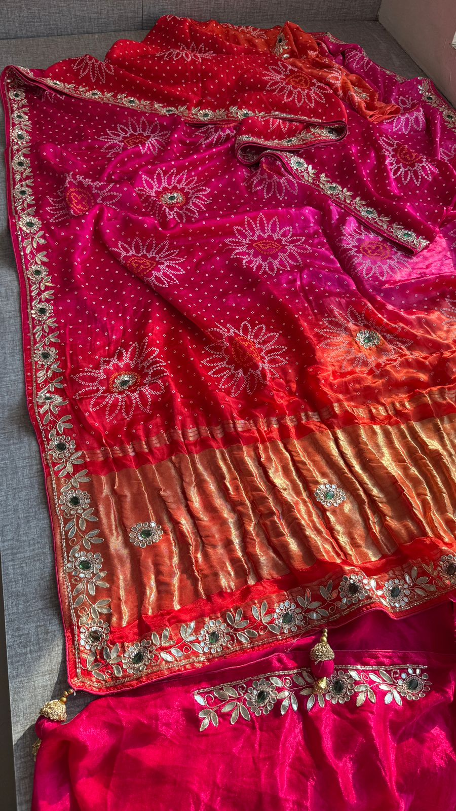 Gotta Patti And Zardozi On Bandhani Gajji Silk · 48 Artisan Hours of work · The Jashn Edit