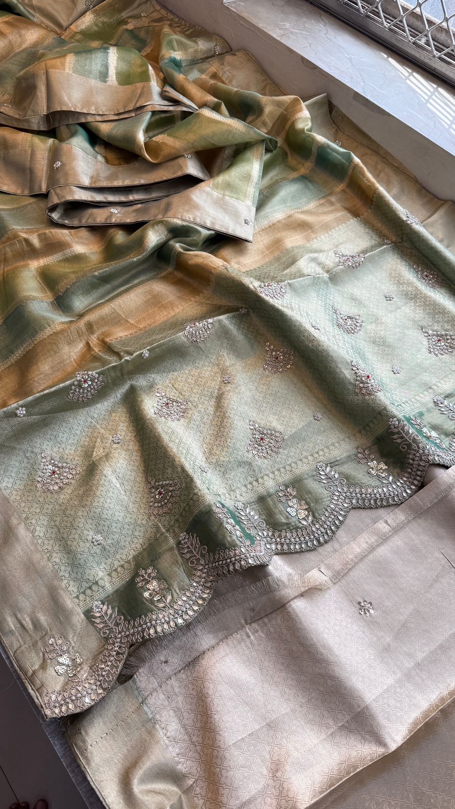 Gotta Patti And Zardozi On Pure Tissue Silk Banarasi · 56 Artisan Hours of work · The Royal Edit