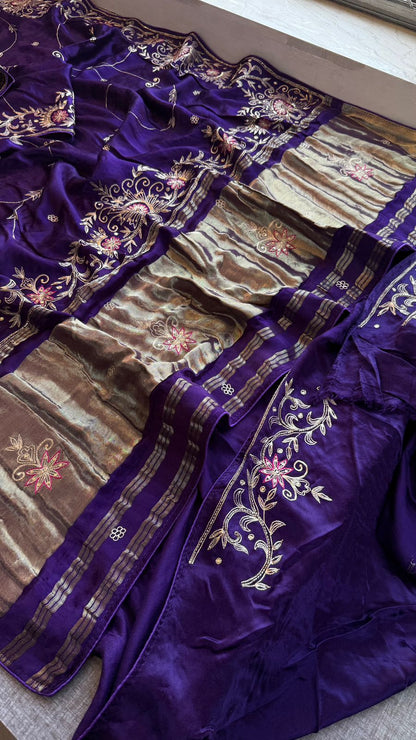 Sequins Resham And Kutdana On Gajji Silk Lakdi Patta · 40 Artisan Hours of work · The Riwaayat Edit