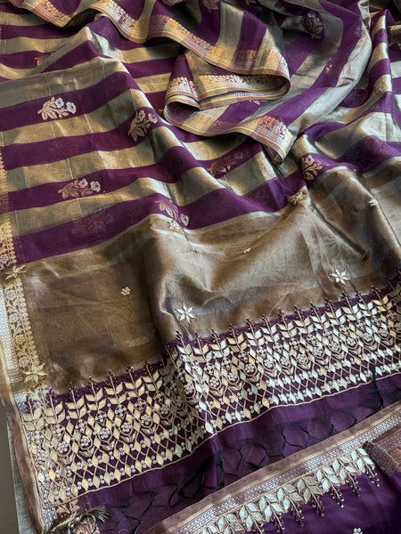 Heritage Elegance Pure Soft Silk Banarasi Saree with Zardozi, Gotapatti & Pearl Work