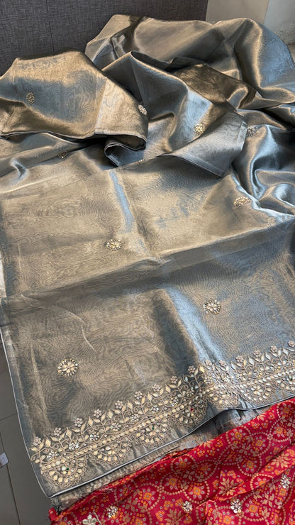 Gotta Patti And Zardozi On Pure Tissue Silk Banarasi · 56 Artisan Hours of work · The Royal Edit
