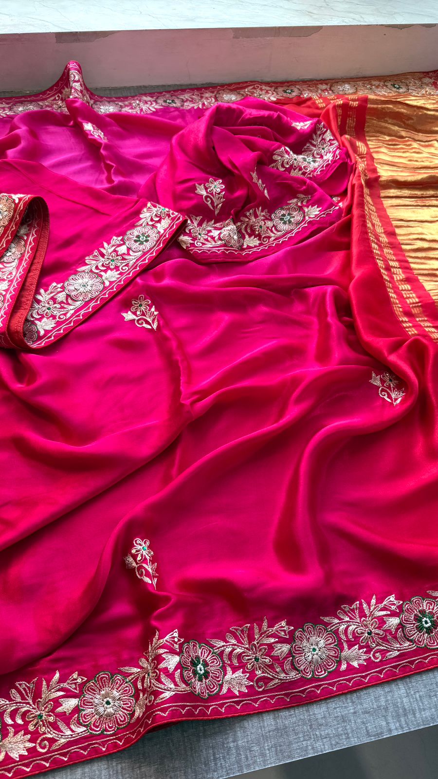 Zardozi And Resham On Gajji Silk Lakdi Patta · 44 Artisan Hours of work · The Shringar Edit