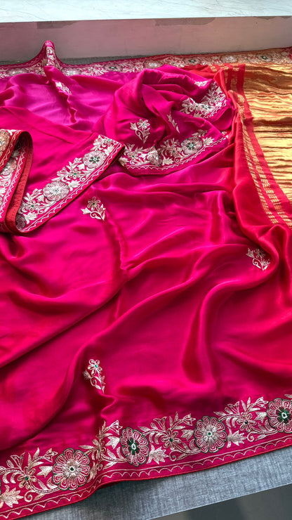 Zardozi And Resham On Gajji Silk Lakdi Patta · 44 Artisan Hours of work · The Shringar Edit