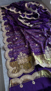 Zardozi And Gotta Patti On Bandhani Gajji Silk Lakdi Patta · 52 Artisan Hours of work · The Sunehri Edit